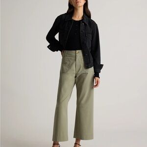 Quince women’s organic stretch cotton chino cropped wide leg pants in olive